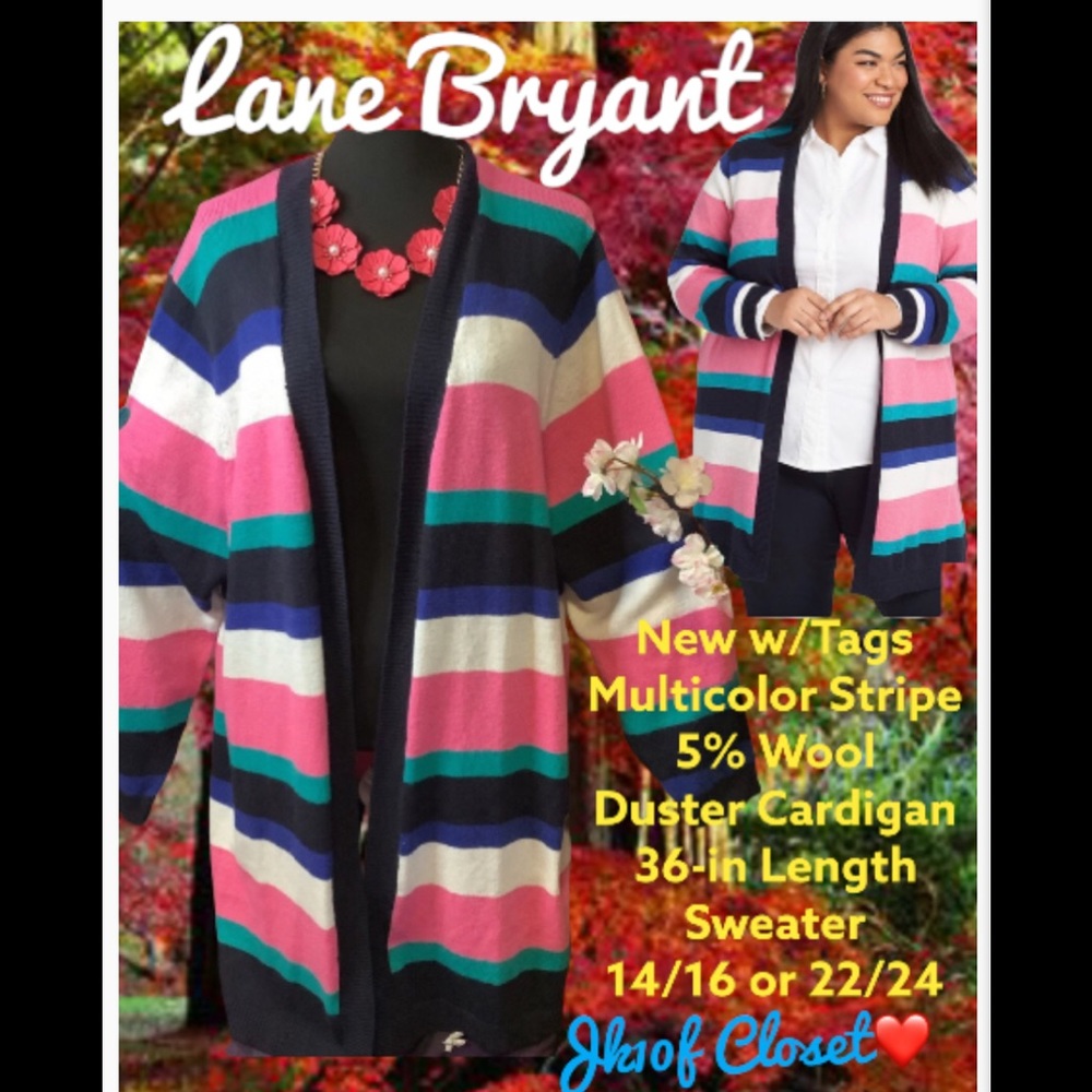 LOWEST🌺 NWT LANE BRYANT Sz 14/16 WOOL BLEND MULTI-COLOR SWEATER